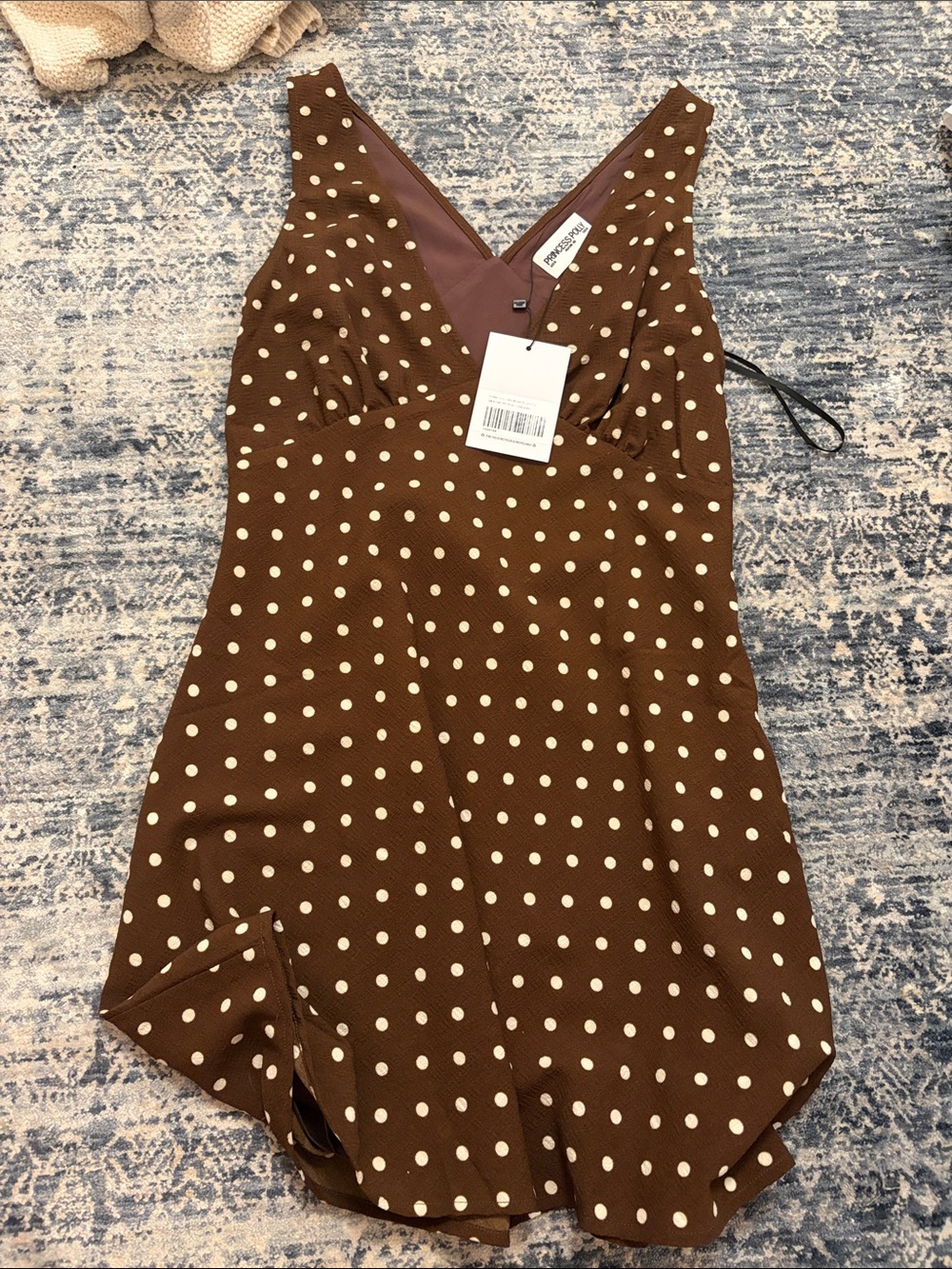 Princess Polly Brown Polka Dot V-Neck Bodysuit
